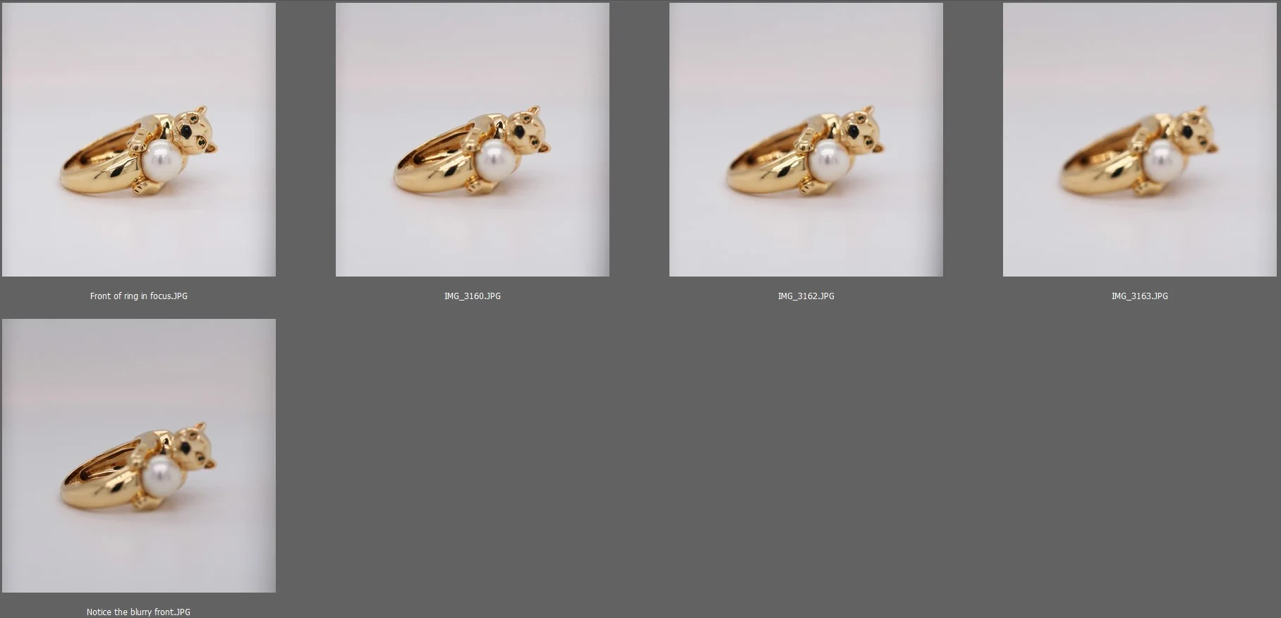 Jewelry focus stacking raw photos